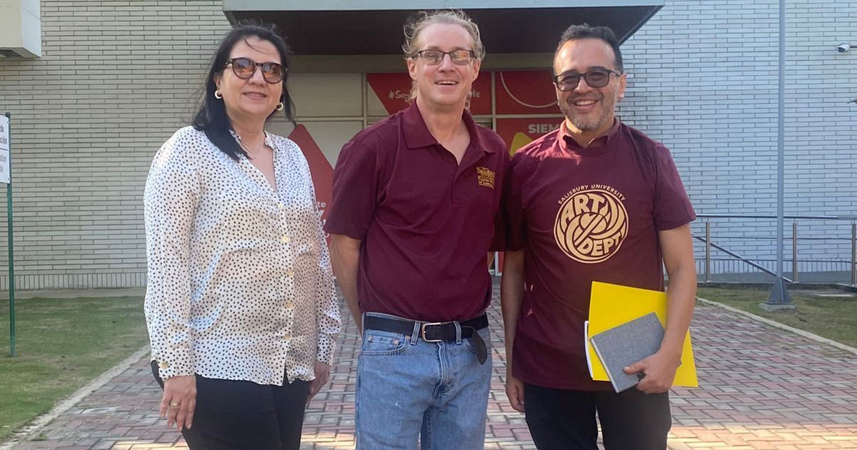 SU Art Department Chair Bill Wolff, center, with colleagues from the Department of Design at the Universidad del Norte